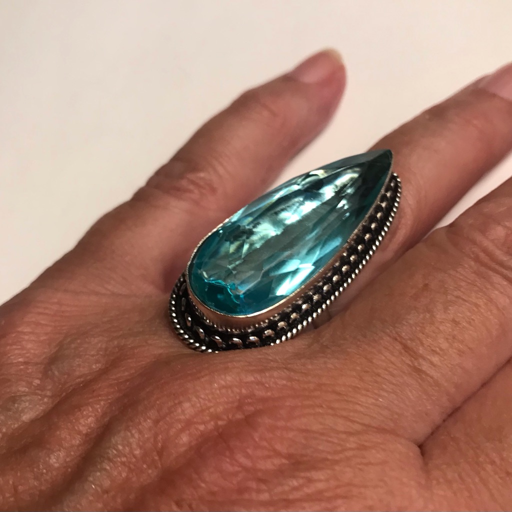 Blue Topaz 925 Sterling Silver Ring 98$